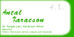 antal karacson business card